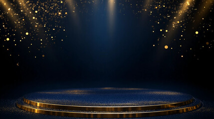 Dark Blue and Gold Podium Stage for Presentation