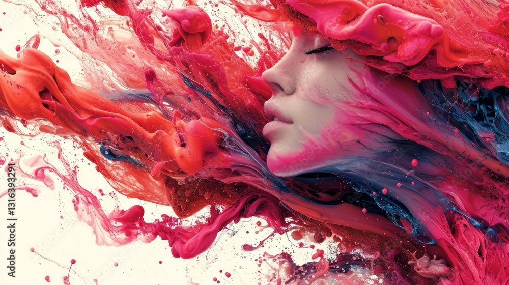 Poster vibrant colorful abstract generative artwork with clean lines and futuristic elements
