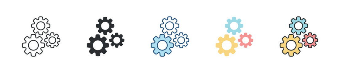 Process Icon Set Multiple Style Collection