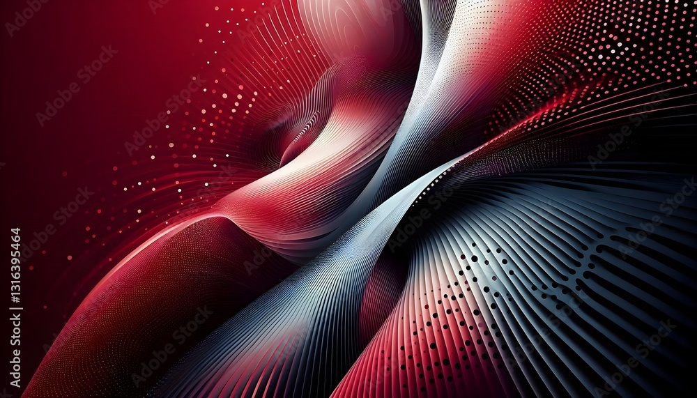 Poster futuristic red design featuring smooth textures and bold gradient transitions