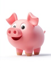 Fototapeta premium A cute cartoon pig with big eyes and a happy smile