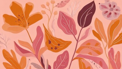 A vibrant illustration of various abstract botanical forms