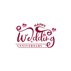 Happy Wedding Anniversary Celebration Romantic Love Hearts Design