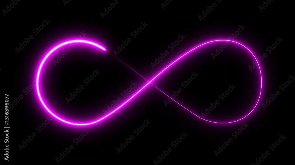 Poster glowing infinity sign seamless loop . animation of seamless loop neon glowing blue light isolated on