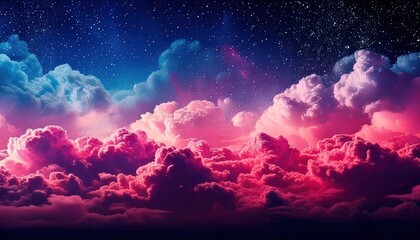Obraz premium Colorful Clouds in the Sky Under the Sparkling Starry Night