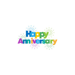 Colorful Happy Anniversary Celebration Fireworks Festive Design Graphic