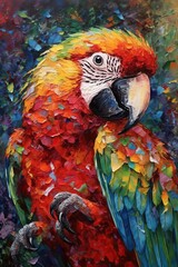 Vibrant Macaw Portrait: A Kaleidoscope of Colorful Feathers