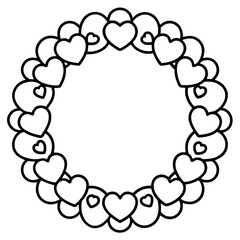 Door wreath with hearts line art vector