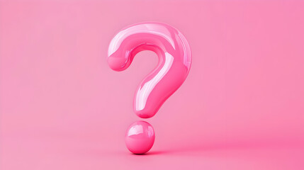 Glossy Pink Question Mark Symbol on Soft Pink Background