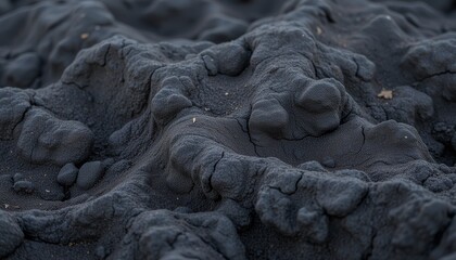  Close-up of textured dark soil with small rocks
