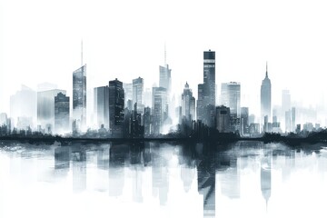 Obraz premium A black and white artistic depiction of a city skyline