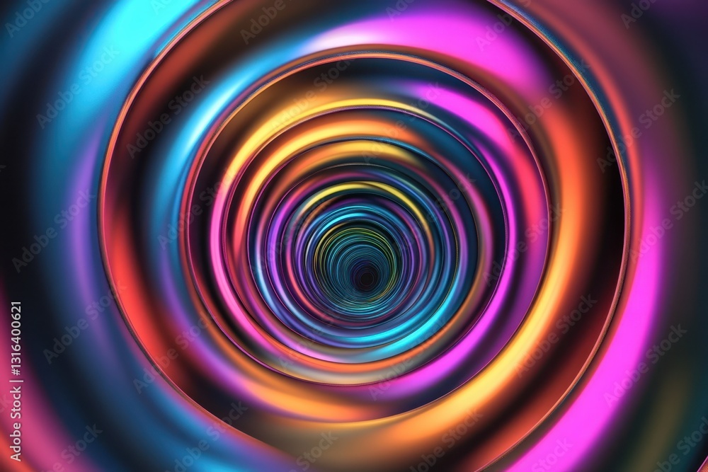 Poster colorful spiral tunnel design with vibrant hues and smooth curves creating a mesmerizing effect