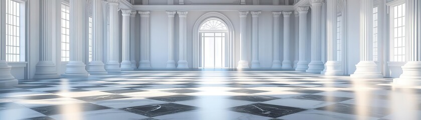 Obraz premium Gradient marble floor, luxurious monochrome hall, 3D illustration