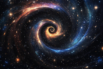 Galactic spiral showcasing vibrant colors and cosmic features in a star-filled universe