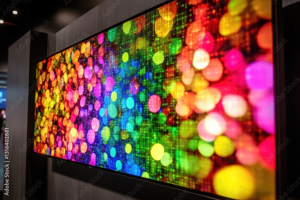 Poster vibrant digital display showcasing a colorful bokeh effect with mixed light patterns
