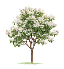 Fototapeta premium Blooming White Tree Isolated on Black