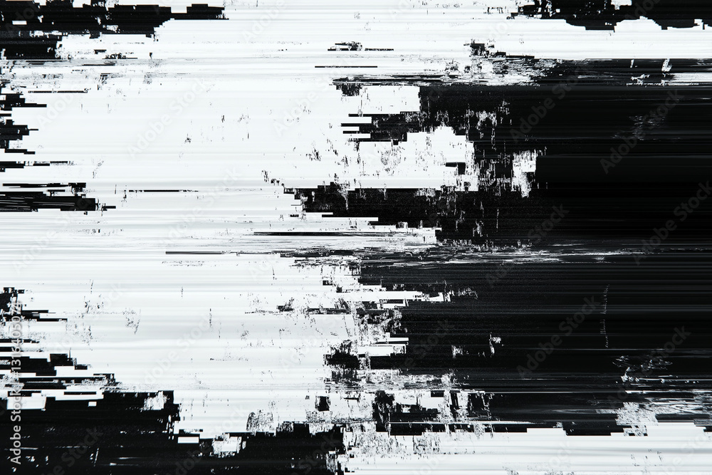 Fototapete abstract futuristic cyberpunk displacement map for 3d rendering. random distorted black white broken