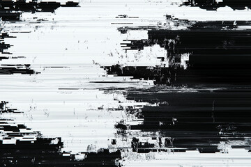 Abstract futuristic cyberpunk displacement map for 3d rendering. Random distorted black white broken glitch screen background. Digital as manual, lo-fi retro video noise overlay