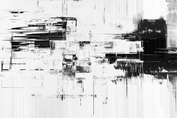 Obraz premium Abstract futuristic cyberpunk displacement map for 3d rendering. Random distorted black white broken glitch screen background. Digital as manual, lo-fi retro video noise overlay