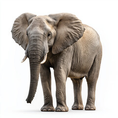 Obraz premium Front View of Majestic African Elephant with Large Tusks Isolated on White Background