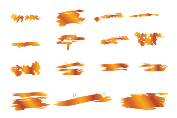 watercolor gold golden effect brush, horizontal line, simple vector illustration