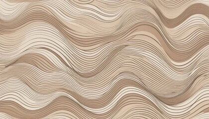 Abstract wavy lines in beige and brown tones create a topographic or woodgrain-like pattern. Ideal for backgrounds, textures, and organic or natural themes.