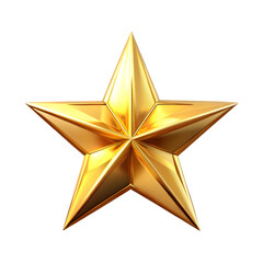 Gold star isolated on white or transparent background