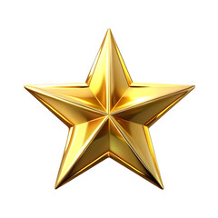 Gold star isolated on white or transparent background