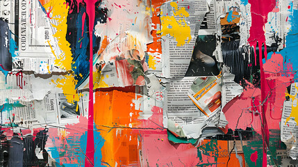 Fototapeta premium Vibrant Abstract Collage – A Fusion of Color and Texture