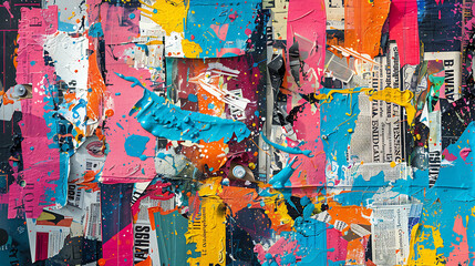 Fototapeta premium Vibrant Abstract Collage – A Fusion of Color and Texture