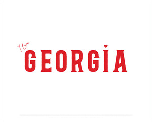 I love GEORGIA, I love GEORGIA typographic design with flag typography and heart on white background, Vector design of I love GEORGIA, GEORGIA National Day Design