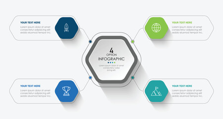 Vector infographic label design with circle infographic template design and 4 options or steps. Can be used for process diagram, presentations, workflow