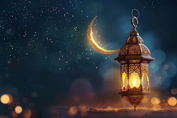 Beautiful greeting card with holiday composition for happy celebrate Ramadan, abstract vivid composition consists of fictional unreal fantastic vision on background