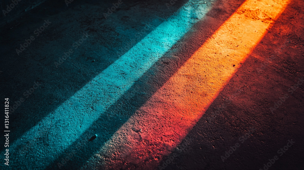 Poster abstract colorful texture background with teal and orange light wall style image tones shadow design