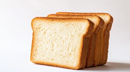 A pristine white tost, captured from an elevated perspective, isolates the crisp, golden bread against a pure white backdrop, ready for close-up photography.