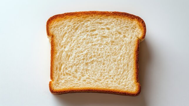 A pristine white tost, captured from an elevated perspective, isolates the crisp, golden bread against a pure white backdrop, ready for close-up photography.