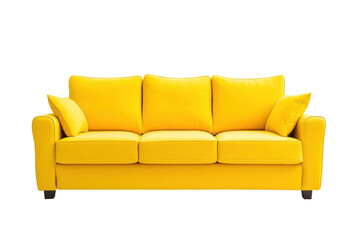 Stylish living room with a modern yellow three-seater sofa