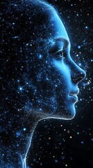 Fototapeta premium Glowing digital female profile portrait.