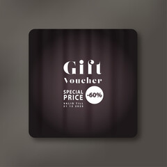 Gift card template with realistic ribbon and bow. Certificate, coupon, flyer design. Discount card for shop or boutique. Vector illustration	