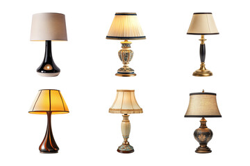 Six Elegant Table Lamps Showcase Diverse Styles and Warm Lighting Perfect for Home Decor