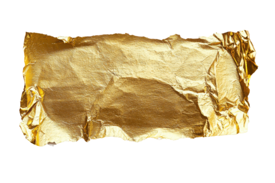 Unique texture of metallic gold foil paper art studio close-up