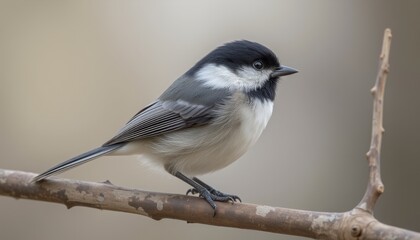 Obraz premium Small black and white bird perched on a branch