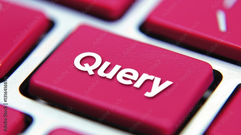 Poster a close-up image of a bright pink keyboard key labeled 