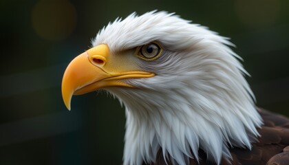 Obraz premium Majestic Bald Eagle with White Feathers and Yellow Beak