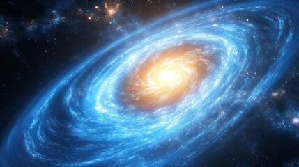 Fototapeta premium Feature a glowing, ethereal blue nebula with soft light patterns, creating a cosmic, otherworldly vibe.