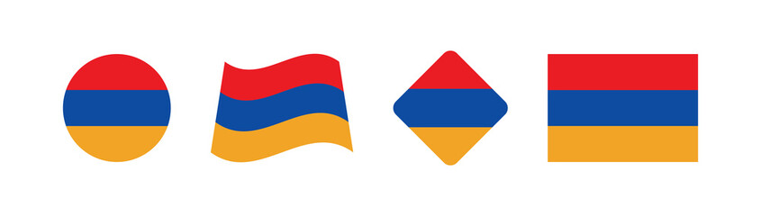 Vector Armenia National Flag icon collection. Flag set of Armenia various styles.