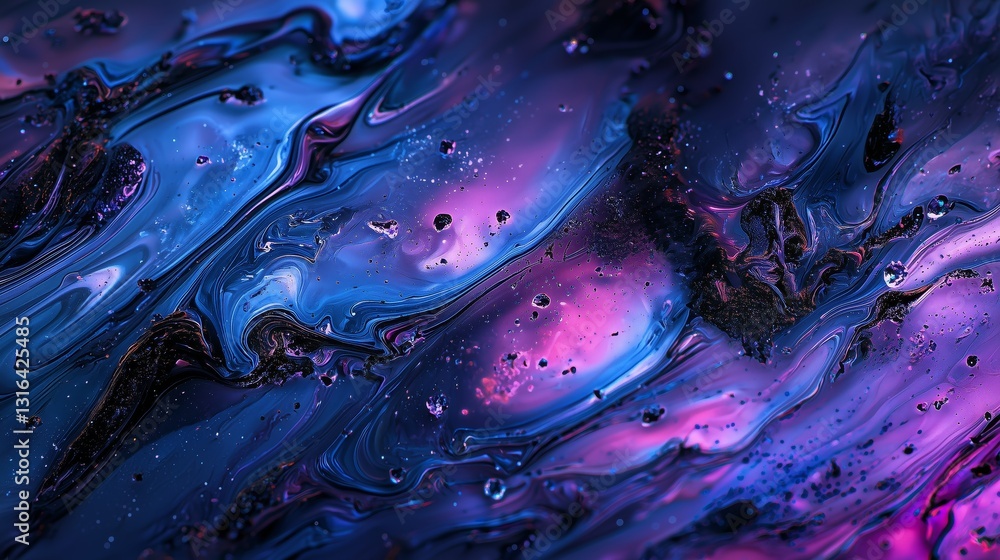 Poster stunning cosmic gradient pattern in deep space with colorful merging swirls