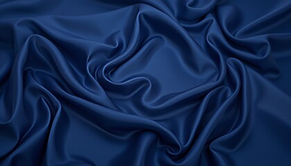 Obraz premium Navy blue satin with intricate folds and waves for a sophisticated and timeless design