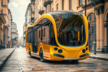 Obraz premium Beautiful colorful fictional cartoon car with pronounced headlights, abstract vivid composition consists of fictional unreal fantastic vision on background