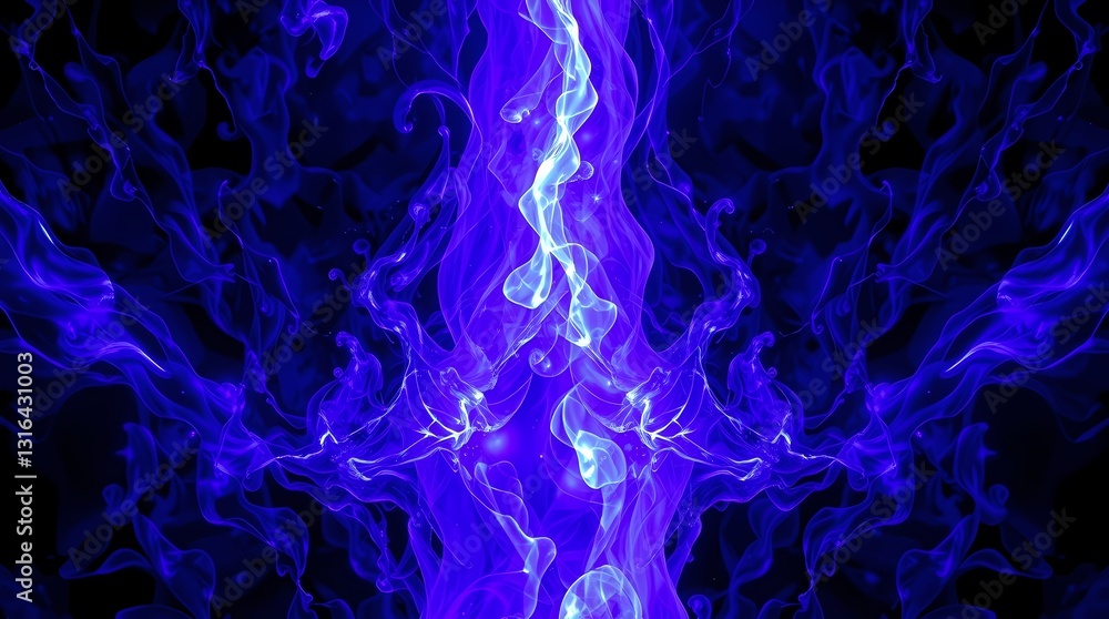 Aufkleber mystical blue energy: an abstract, ethereal rendering of intense blue energy, emanating from a centr